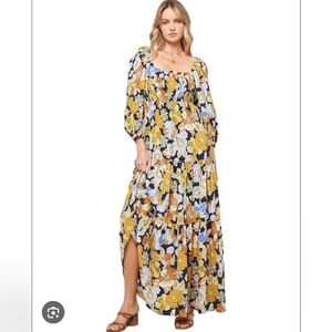 L*Space Floral Maxi Dress with Yellow and Blue Hues